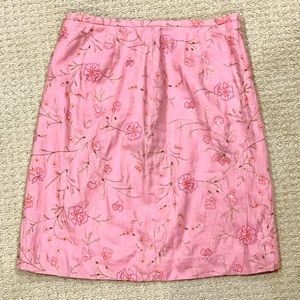 Ann Taylor Embroidered Floral Linen Skirt w/Sequin